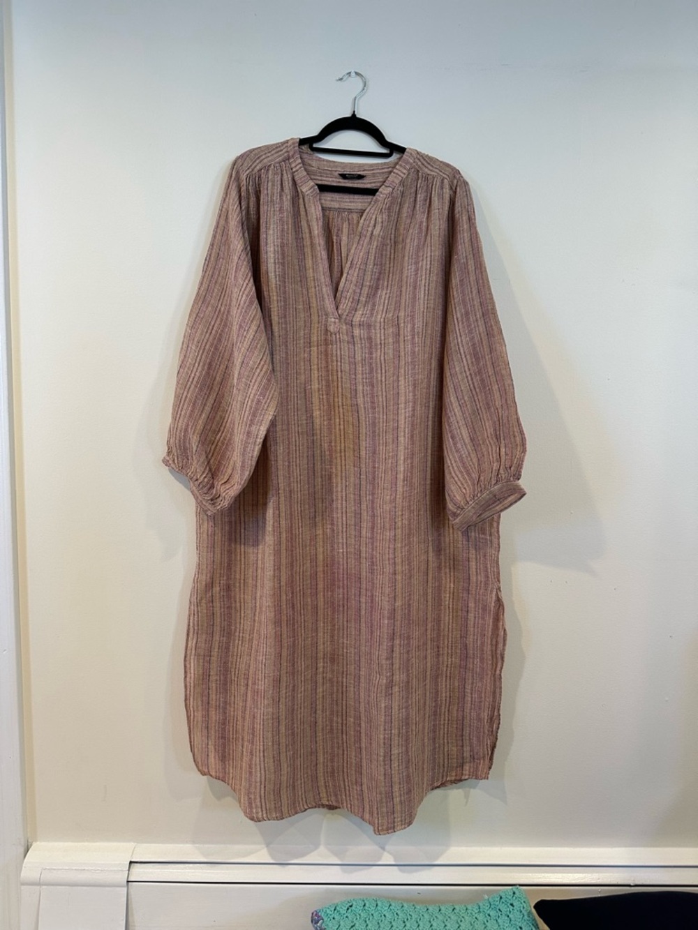 Massimo Dutti Mauve & Cream Striped Maxi Dress